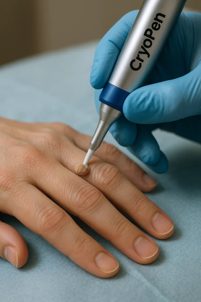 example of cryopen wart removal Hounslow treatment on a persons finger