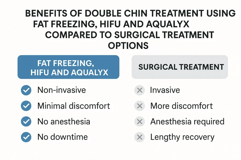 Graphic about the benefits of double chin treatment Hounslow - from LA LIPO