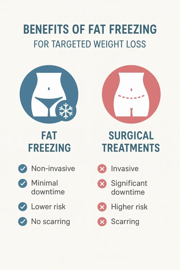 graphic showing the benefits of fat freezing Hounslow