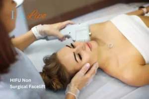 Woman having Hi-Fu to reduce wrinkles Hounslow.