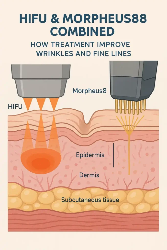 Diagram showing HIFU & Morpeus8 Hounslow and the benefits for reduction in wrinkles and fine lines